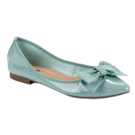 Corina Ballerines Laquées Avec Noeud vert 4