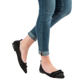 Corina Ballerines en daim à volants noir 2