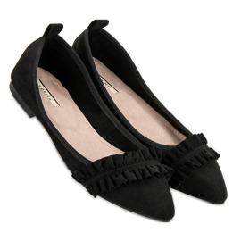Corina Ballerines en daim à volants le noir 3