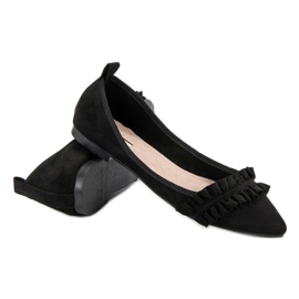 Corina Ballerines en daim à volants le noir 6