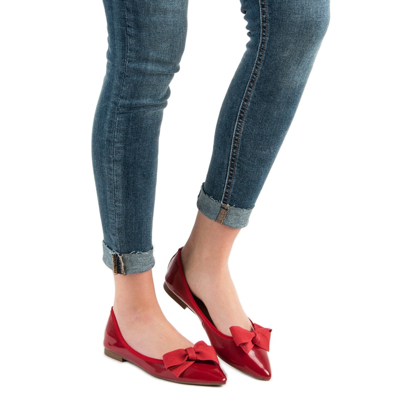 Corina Ballerines Laquées Avec Noeud rouge 2