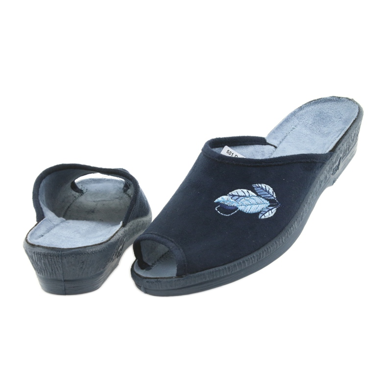 Pantoufles Befado chaussures pour femmes pu 581D194 pantoufles bleu marine 4