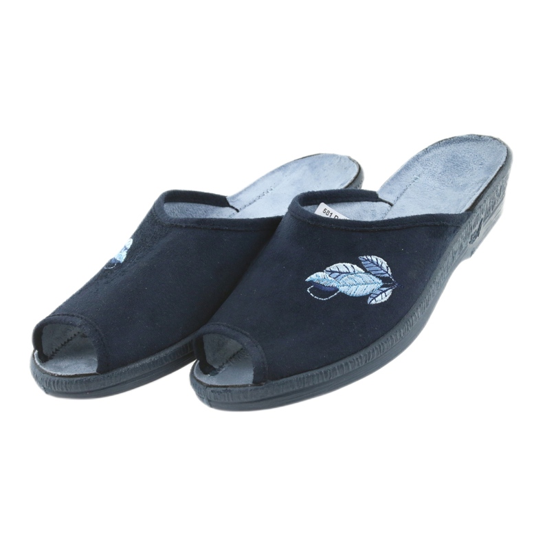 Pantoufles Befado chaussures pour femmes pu 581D194 pantoufles bleu marin 3