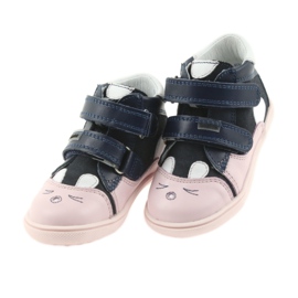 Bottines chaussures pour enfants fermeture scratch lapin Bartek 11702 blanc bleu marine rose 3