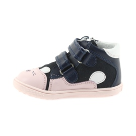 Bottines chaussures pour enfants fermeture scratch lapin Bartek 11702 blanc bleu marine rose 2