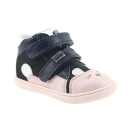 Bottines chaussures pour enfants fermeture scratch lapin Bartek 11702 blanc bleu marine rose 1