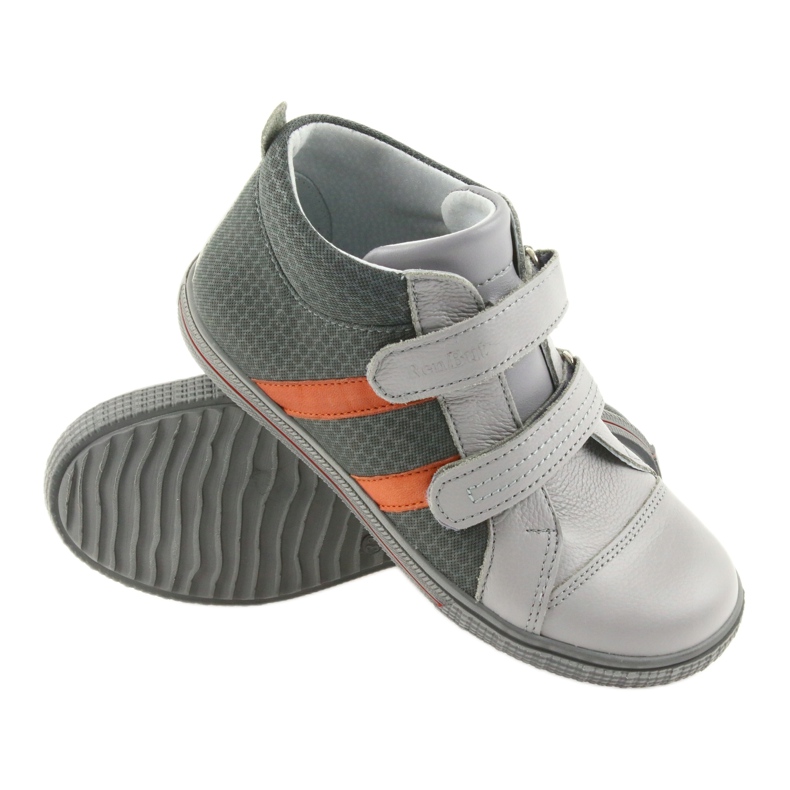 Ren But Chaussures rhin garçons avec velcro 4275 popiel / orange gris 3