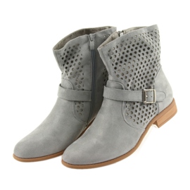 M.Daszyński Bottes casual femme en daim gris SA142 gris 3
