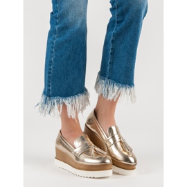Corina Mocassins compensés dorés d'or 1
