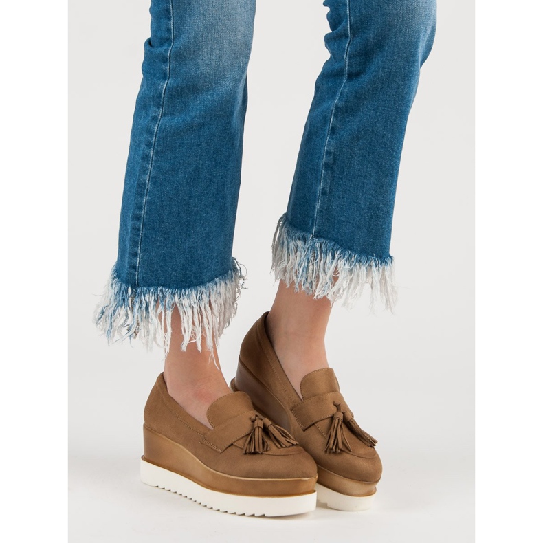 Corina Mocassins compensés camel brun 1