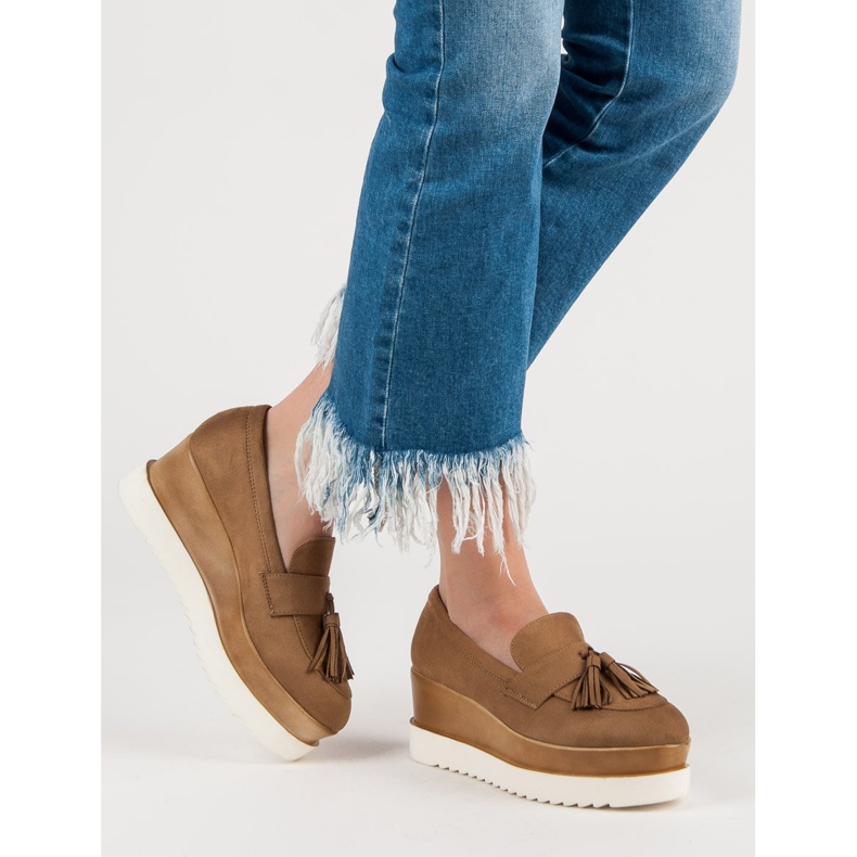 Corina Mocassins compensés camel brun 2