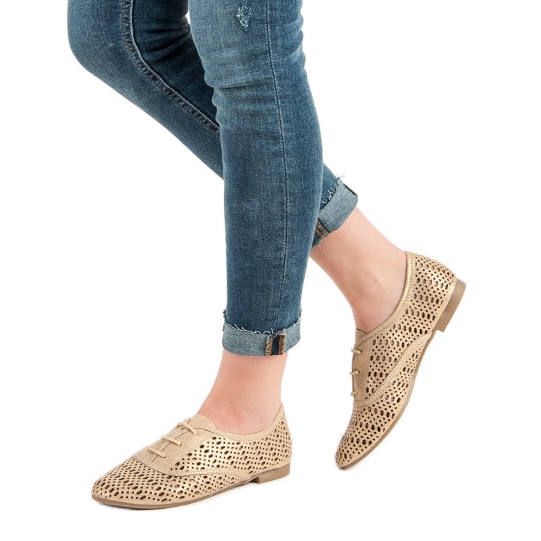 Corina Chaussures Ajourées Dorées d'or 1