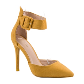 Escarpins en daim moutarde jaune 5