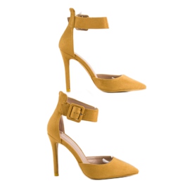 Escarpins en daim moutarde jaune 3