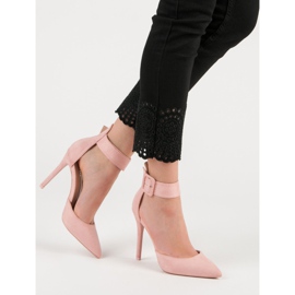Escarpins en daim rose 1