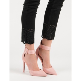 Escarpins en daim rose 6