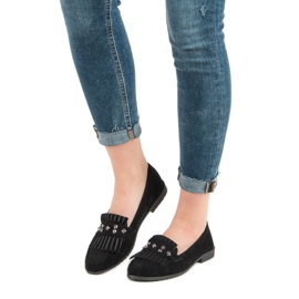 Laura Mode Mocassins en daim noir le noir 1