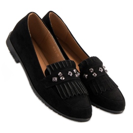 Laura Mode Mocassins en daim noir le noir 6