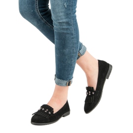 Laura Mode Mocassins en daim noir le noir 2