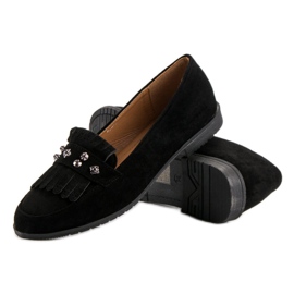 Laura Mode Mocassins en daim noir le noir 5
