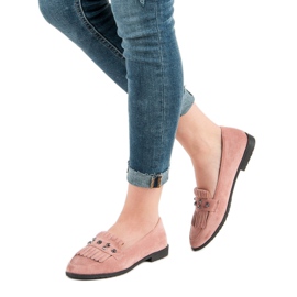 Laura Mode Mocassins en daim poudré rose 1