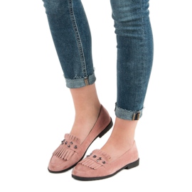 Laura Mode Mocassins en daim poudré rose 6