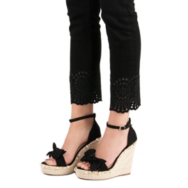 STEPHAN Espadrilles Sandales Avec Nœud le noir 2