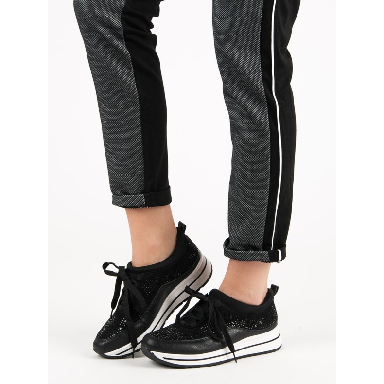 Chaussures de sport avec cristaux noir 2