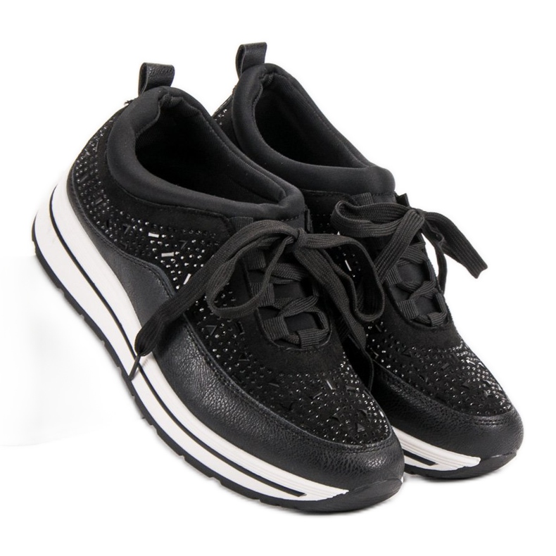Chaussures de sport avec cristaux noir 1