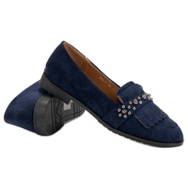 Laura Mode Mocassins bleu marine à jets 1