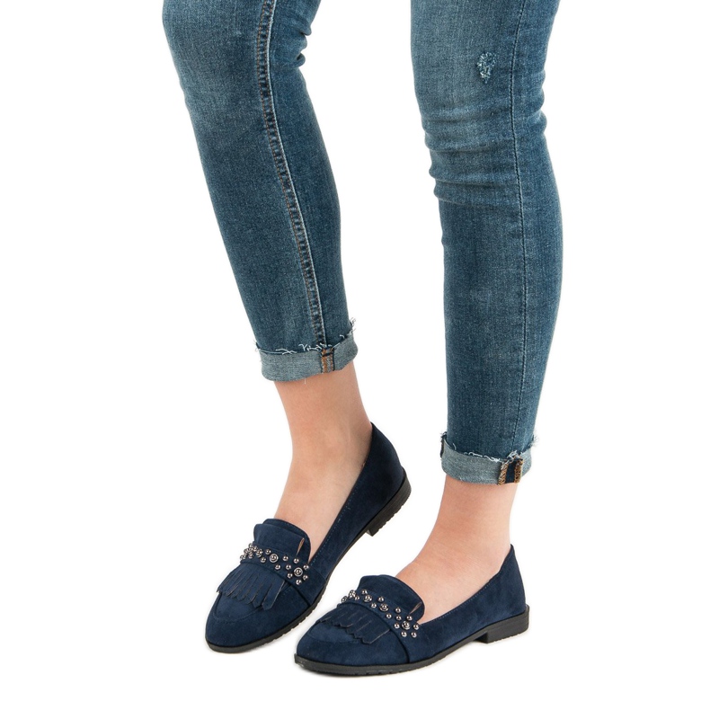 Laura Mode Mocassins bleu marine à jets 2 Laura Mode Mocassins bleu marine à jets 2