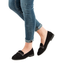 Laura Mode Mocassins Noirs Avec Strass le noir 2
