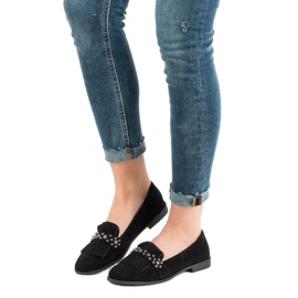 Laura Mode Mocassins Noirs Avec Strass 1