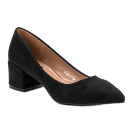 Diamantique Escarpins en daim sur un talon plat le noir 3