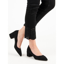 Diamantique Escarpins en daim sur un talon plat le noir 2