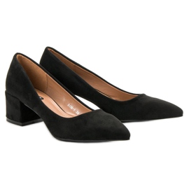 Diamantique Escarpins en daim sur un talon plat le noir 6