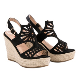 Top Shoes Sandales compensées ajourées le noir 1