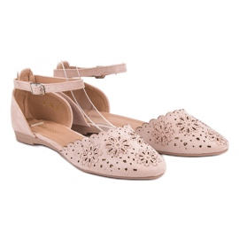 Laura Mode Ballerines Ajourées Avec Cristaux rose 1