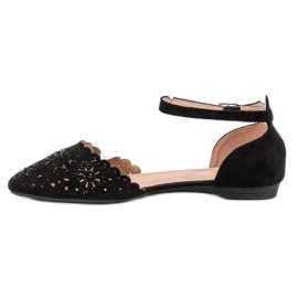 Laura Mode Ballerines Ajourées Avec Cristaux le noir 5