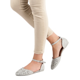 Laura Mode Ballerines Ajourées Avec Cristaux gris 4