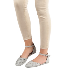 Laura Mode Ballerines Ajourées Avec Cristaux gris 3