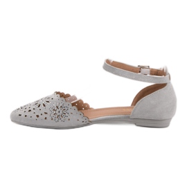 Laura Mode Ballerines Ajourées Avec Cristaux gris 6