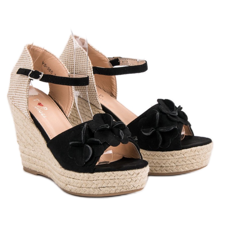 Top Shoes Sandales noires à fleurs le noir 1 Top Shoes Sandales noires à fleurs le noir 1