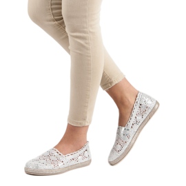 Sweet Shoes Espadrilles en dentelle argentée gris 2 Sweet Shoes Espadrilles en dentelle argentée gris 2