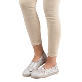 Sweet Shoes Espadrilles en dentelle argentée gris 1