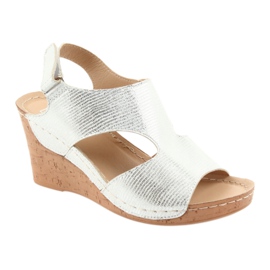 Filippo Sandales compensées argentées 785 blanche gris 1