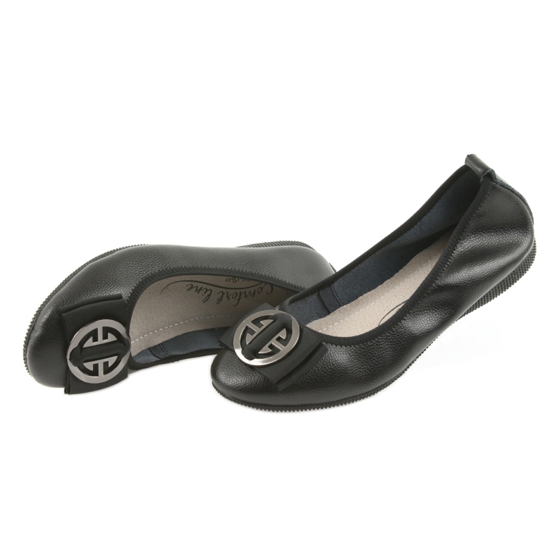 Ballerines en cuir pour femmes avec un nœud Filippo 633 noir 4