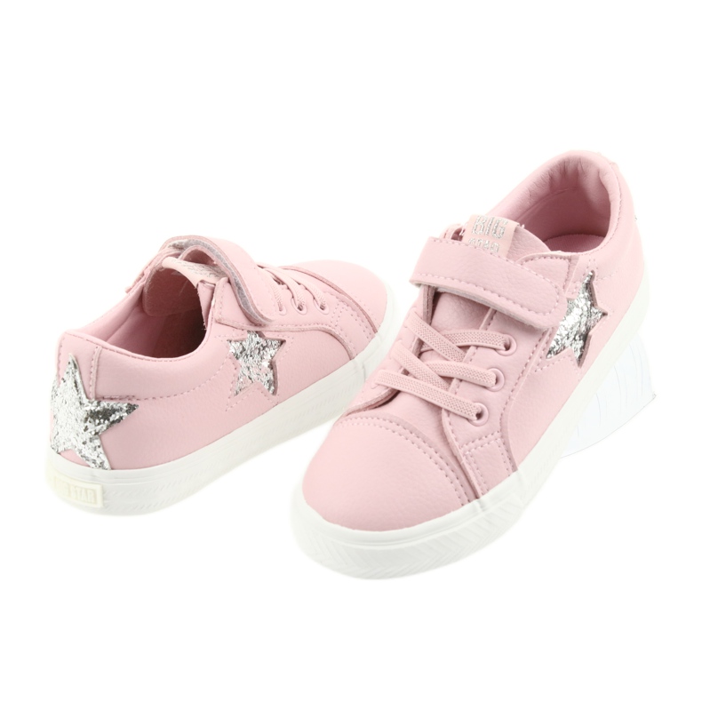 Baskets à scratch Big Star étoile 374104 rose gris 4