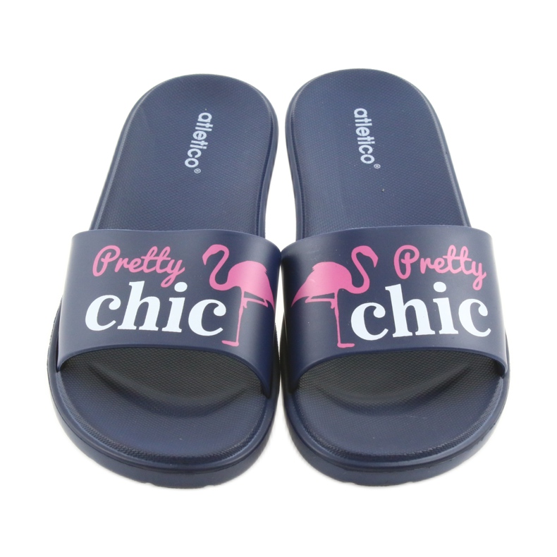 Chaussons femme Flamingos Atletico blanc rose bleu marine 3