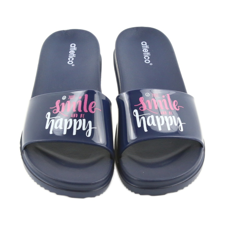 Chaussons femme Happy Atletico bleu marine blanc rose 3